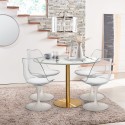 White marble effect Tulipan dining set 120cm with gold accents, including 4 Vixan+ chairs. Sale