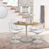 Set 4 transparent white chairs Tulipan wooden round table 120cm Meis+ Offers