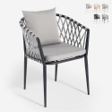 Verve padded chair with armrests for outdoor use in rope with cushions. Promotion