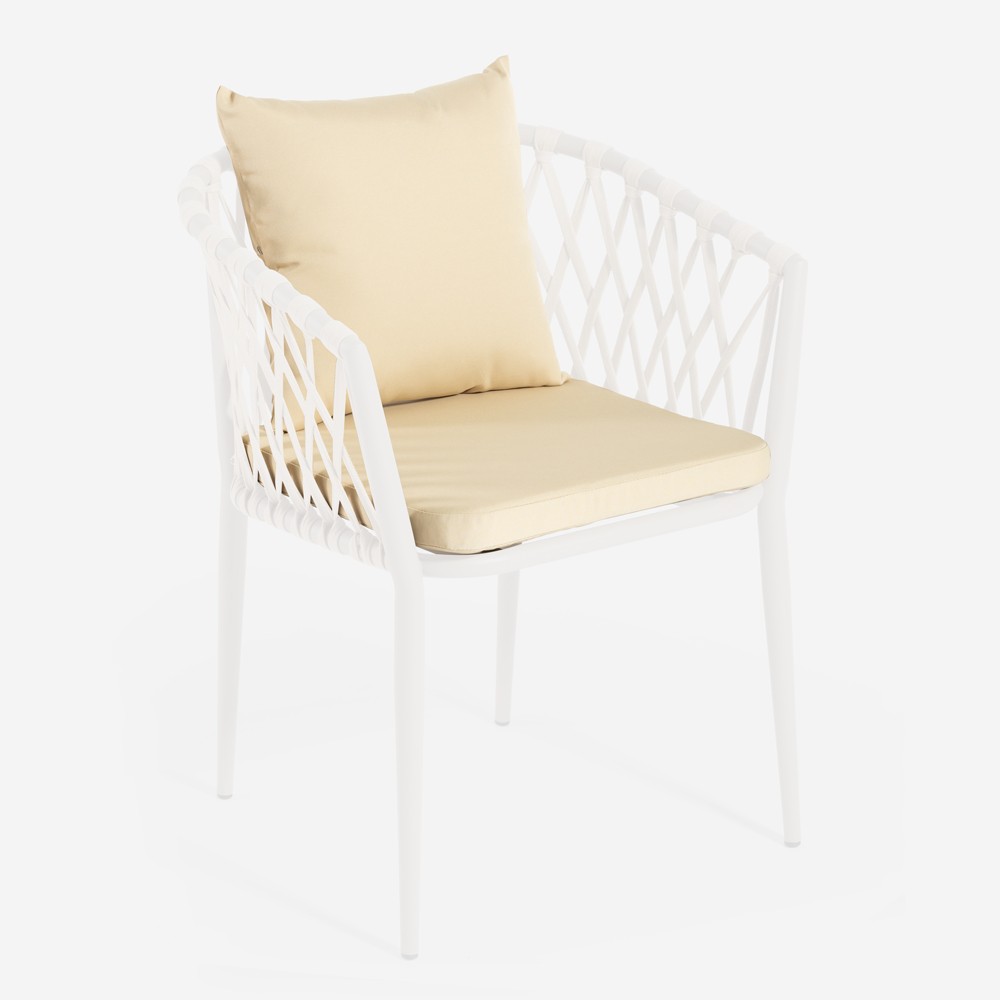 Set of 2 Beige Outdoor Garden Chair Cushions 46x46 h35cm Verve