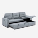 Gray 3-seater sofa with storage peninsula and USB-C, Civis library. Discounts