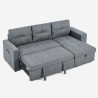 Gray 3-seater sofa with storage peninsula and USB-C, Civis library. Catalog