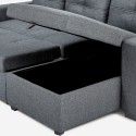 Gray 3-seater sofa with storage peninsula and USB-C, Civis library. Measures