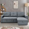 Gray 3-seater sofa with storage peninsula and USB-C, Civis library. Promotion