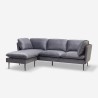 Sofa 3 seater corner modular gray velvet black feet Sortes Sale