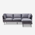 Sofa 3 seater corner modular gray velvet black feet Sortes Catalog