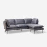 Sofa 3 seater corner modular gray velvet black feet Sortes Discounts