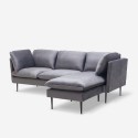 Sofa 3 seater corner modular gray velvet black feet Sortes Bulk Discounts