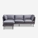Sofa 3 seater corner modular gray velvet black feet Sortes Offers
