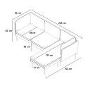 Sofa 3 seater corner modular gray velvet black feet Sortes Measures