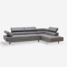 Corner sofa peninsula faux leather reclining headrests gray Legatus Offers