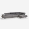 Corner sofa peninsula faux leather reclining headrests gray Legatus On Sale