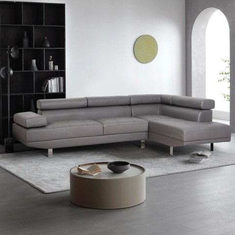 Corner sofa peninsula faux leather reclining headrests gray Legatus Promotion