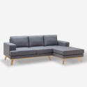 Sofa 3 places Scandinavian corner peninsula in gray fabric Miles On Sale