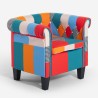 Modern design multicolored fabric pozzetto patchwork armchair Caen. On Sale