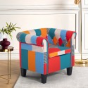 Modern design multicolored fabric pozzetto patchwork armchair Caen. Promotion