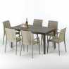 Focus Set Made of a 150x90cm Brown Rectangular Table and 6 Colourful Chairs 
