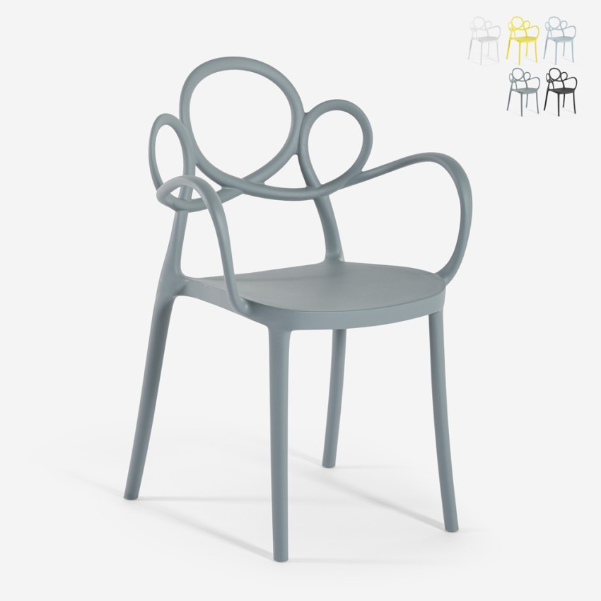 Modern elegant design chair in polypropylene with armrests Derby Promotion