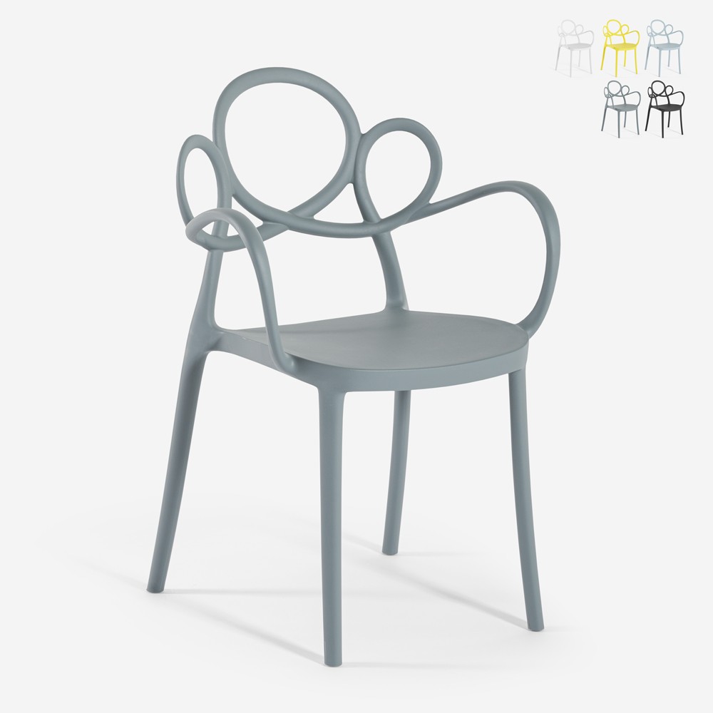 Modern elegant design chair in polypropylene with armrests Derby