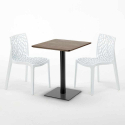 Kiss Set Made of a 60x60cm Wooden Square Table and 2 Colourful Gruvyer Chairs 