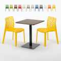 Kiss Set Made of a 60x60cm Wooden Square Table and 2 Colourful Gruvyer Chairs Promotion