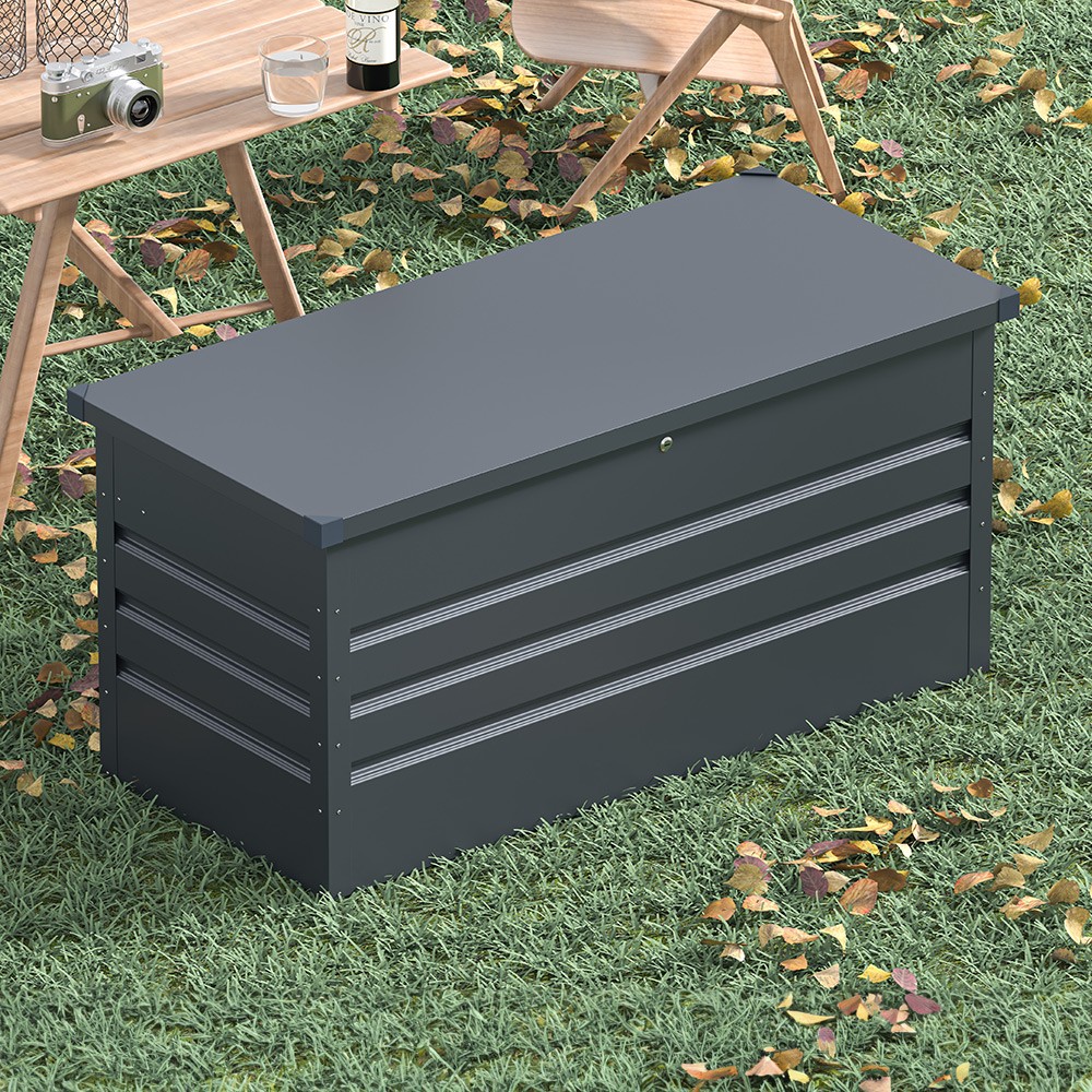 Outdoor garden storage box in steel 132x61x62cm Chamonix