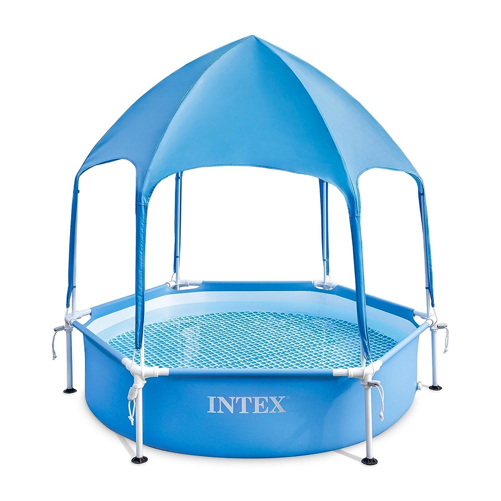 Round Intex Canopy Metal Frame Pool with Sunshade Canopy 28209