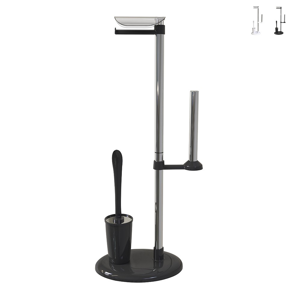 Modern Round Bathroom Toilet Paper Holder and Toilet Brush Set Jacky