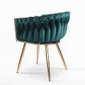 Velvet design armchair with golden legs and armrests Versailles Cost