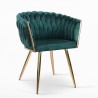 Velvet design armchair with golden legs and armrests Versailles Model