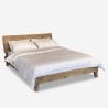 King size double bed 180x200cm with rustic wood headboard Meryl Offers