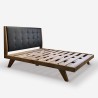 Wooden double bed 180x200cm king size, faux leather headboard Kate On Sale