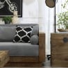 Sofa 3 seats rustic wood 225x81x81cm cushions fabric grey Morgan Sale