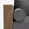 Sofa 3 seats rustic wood 225x81x81cm cushions fabric grey Morgan Discounts