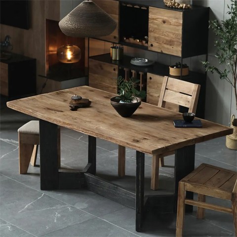 Dining kitchen table in rustic wood 220x100cm living room Kurt Promotion