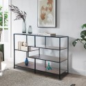 Mobile library credenza industrial style 4 shelves wood metal Wrap. Sale