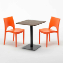 Kiss Set Made of a 60x60cm Wooden Square Table and 2 Colourful Paris Chairs Model
