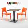 Kiss Set Made of a 60x60cm Wooden Square Table and 2 Colourful Paris Chairs Promotion