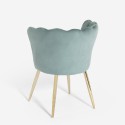 Velvet shell chair for kitchen living room with golden legs Mays Measures
