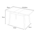 Extendible wooden table 115-145x80cm white black glass Kitchen Pixam 