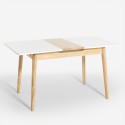 Extendible wooden table 115-145x80cm white black glass Kitchen Pixam Bulk Discounts