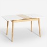 Extendible wooden table 115-145x80cm white black glass Kitchen Pixam Bulk Discounts
