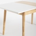 Extendible wooden table 115-145x80cm white black glass Kitchen Pixam Model