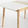 Extendible wooden table 115-145x80cm white black glass Kitchen Pixam Model