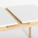 Extendible wooden table 115-145x80cm white black glass Kitchen Pixam Measures