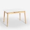 Extendible wooden table 115-145x80cm white black glass Kitchen Pixam Discounts