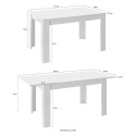 Extendable table 90x137-185cm glossy white with basic Sly cement gray finish. Catalog