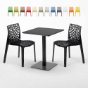 Licorice Set Made of a 60x60cm Black Square Table and 2 Colourful Gruvyer Chairs Promotion