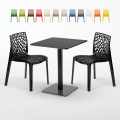 Licorice Set Made of a 60x60cm Black Square Table and 2 Colourful Gruvyer Chairs Promotion