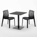 Licorice Set Made of a 60x60cm Black Square Table and 2 Colourful Gruvyer Chairs Buy